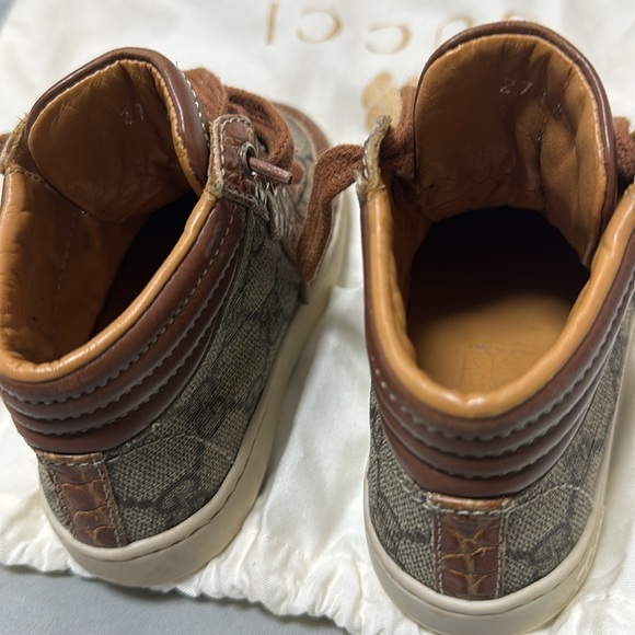 Authentic Gucci Kids Leather High Top Web Toddler Sneakers. - Picture 5 of 6